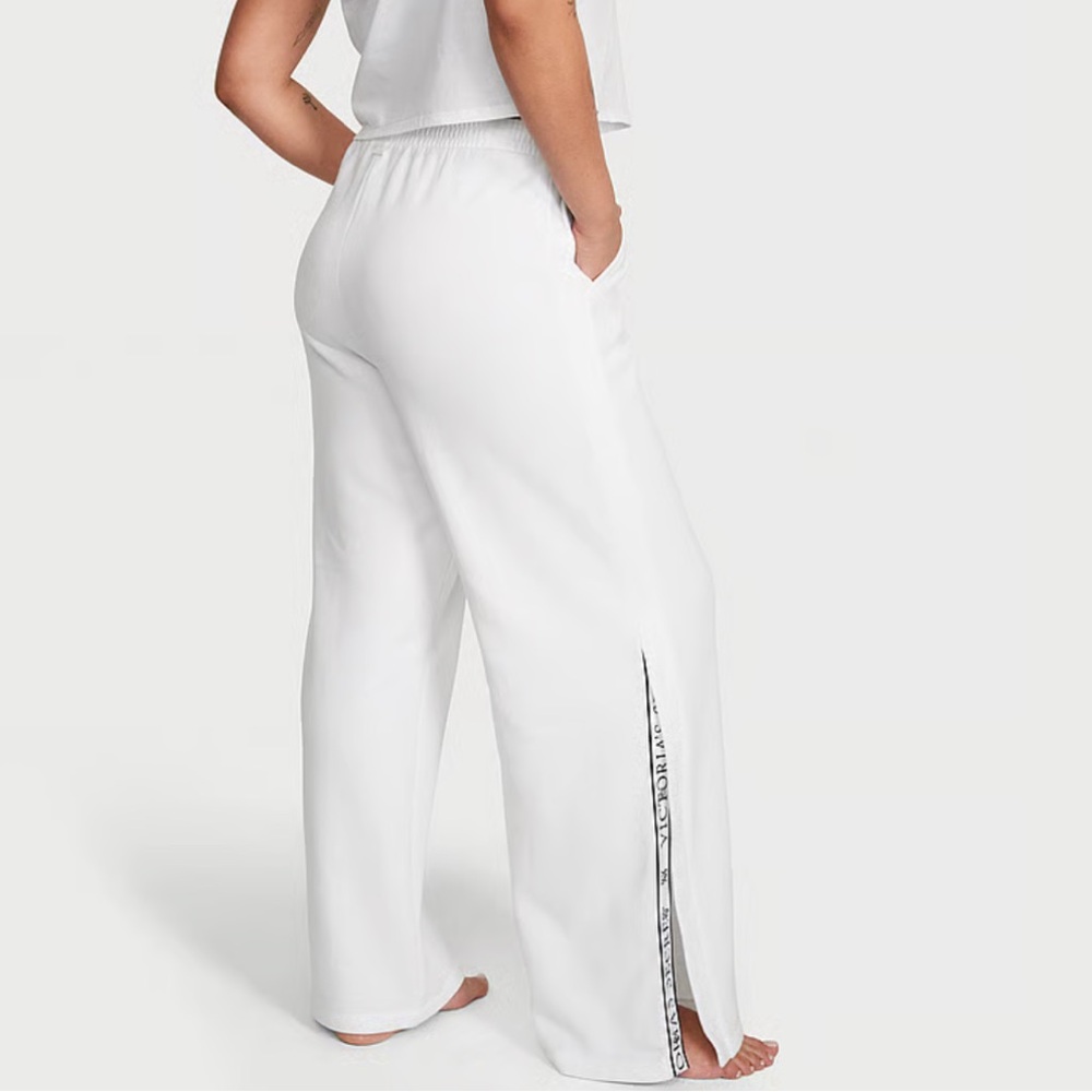 NWOT Victoria's Secret White Lounge Pants with Logo Tape